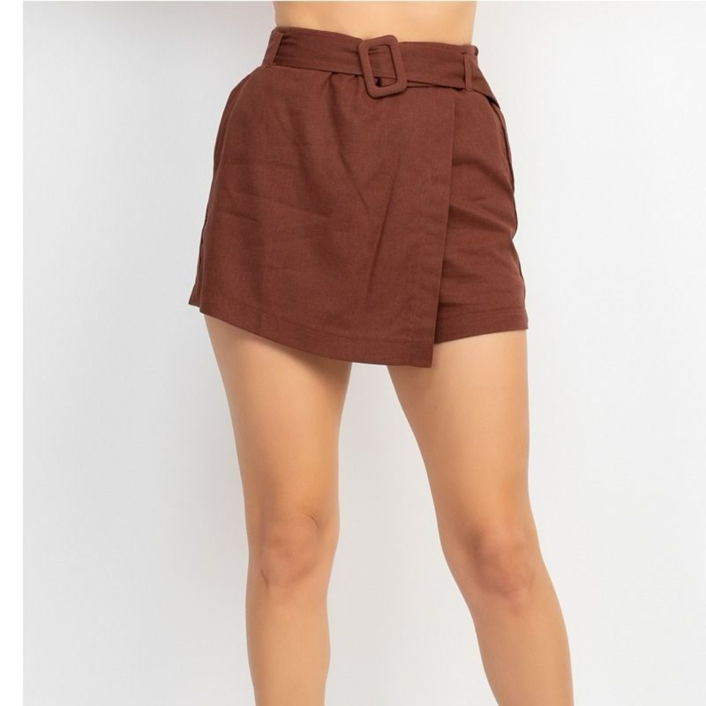 Brown Mini Skirt with Belt